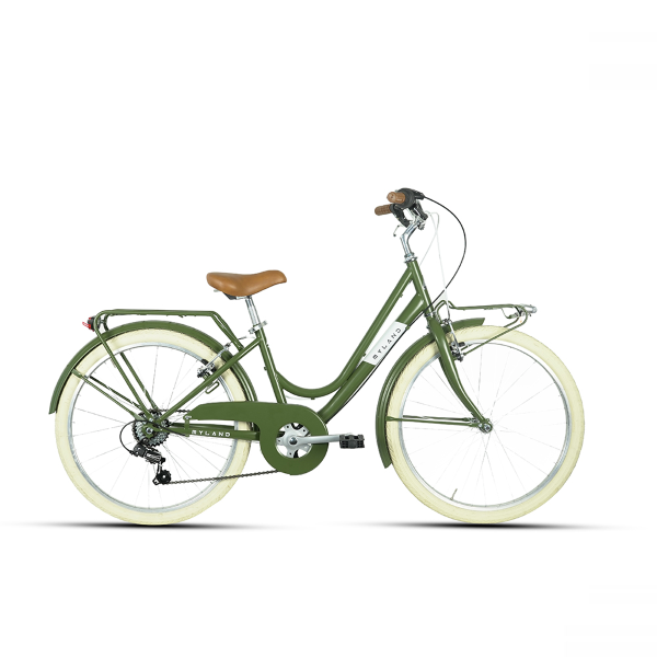 MYLAND, Bici City Ragazza 24 6v, Acciaio, Verde Smeraldo, MY 2022