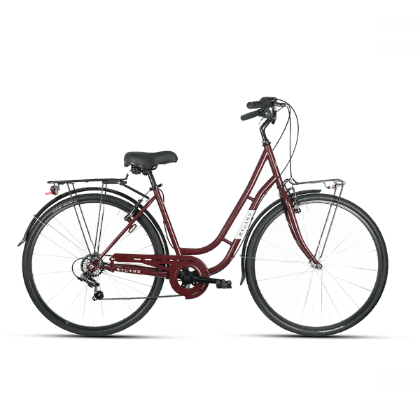 MYLAND, Bici City Donna 28 7v, Acciaio, Rosso Vino, Tg. 46-M, MY 2022