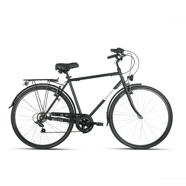 MYLAND, Bici City Uomo 28 7v, Acciaio, Nero Segnale, Tg. 54-L, MY 2022