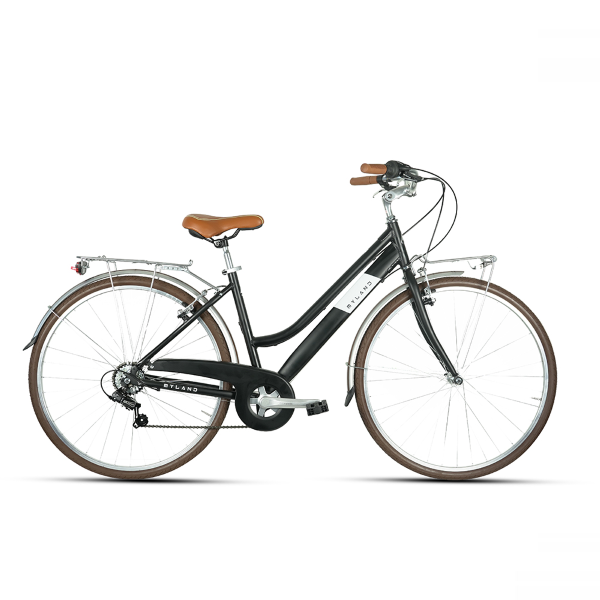 MYLAND, Bici City Donna 28 7v, Alluminio, Nero Segnale, Tg. 46-M, MY 2022