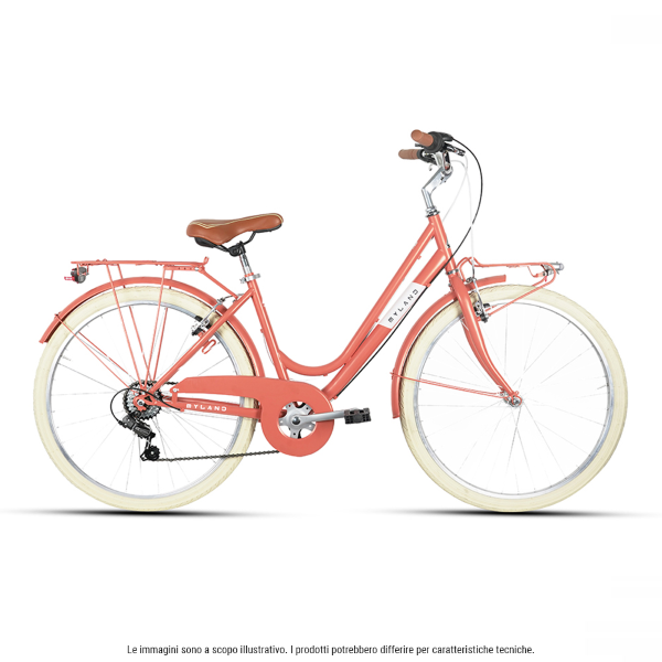 MYLAND, Bici City Donna 26 6v, Acciaio, Arancio Salmone, Tg. 46-M, MY 2022